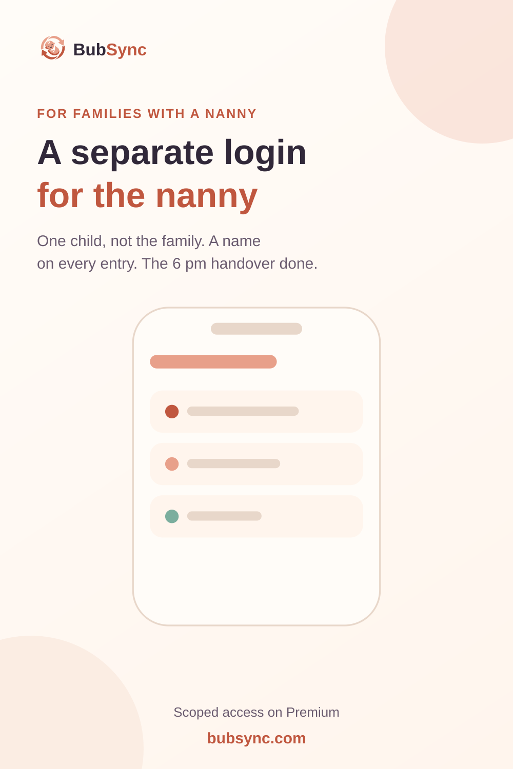 A baby tracker for a nanny and parents