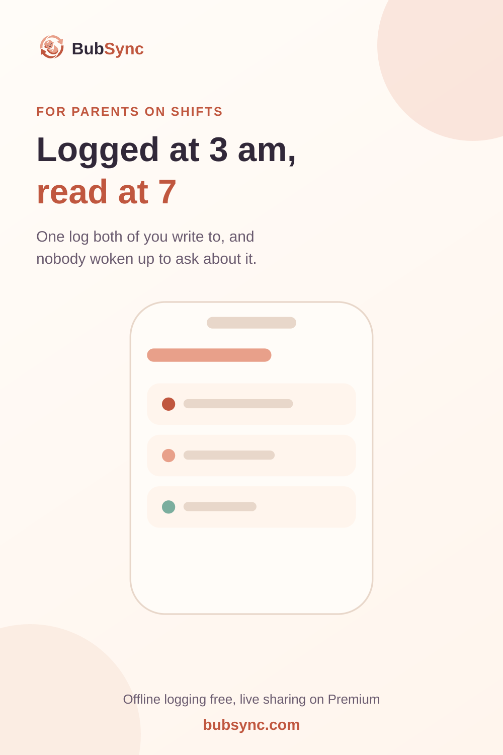 A baby tracker for shift-work parents