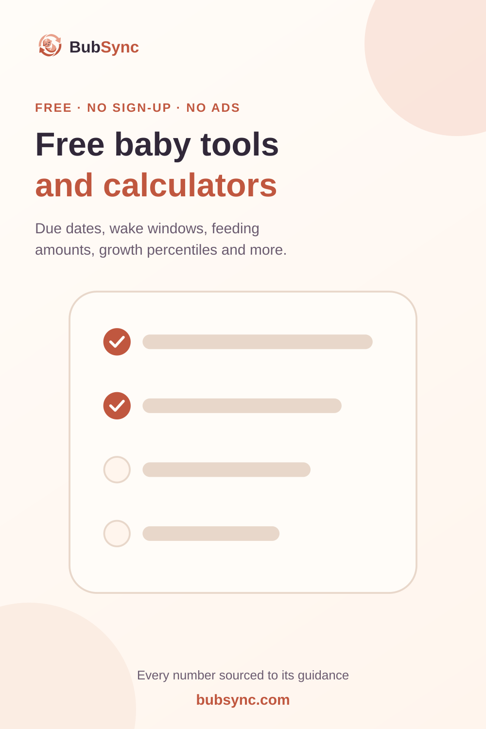 Free baby tools and calculators